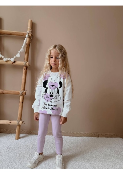 Miniko Kids Kız Çocuk Minnie Modelli Taytlı Takım Lila