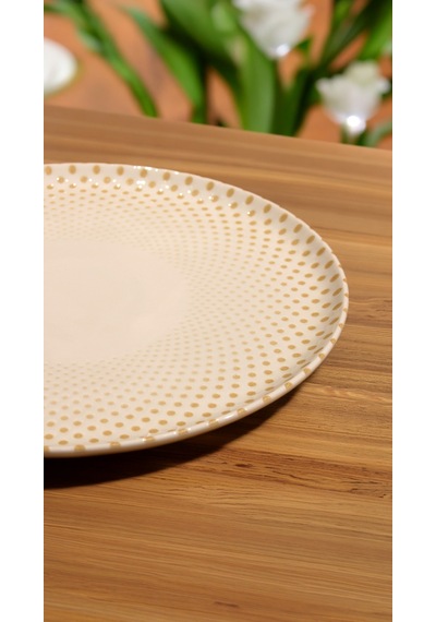 6'lı Valencia Servis Tabağı Pizza 32cm Dijital Punto Rinart Krem