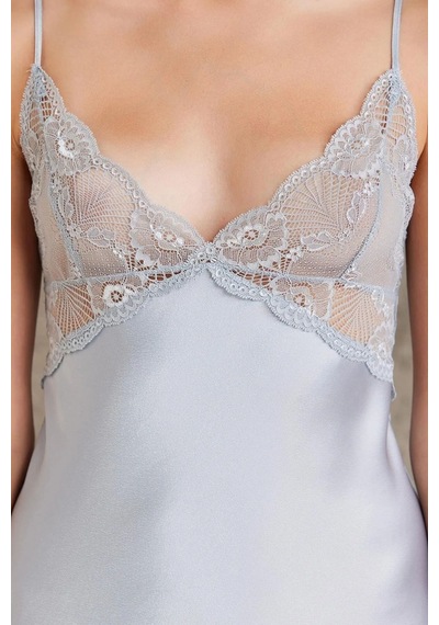 Pierre Cardin 7035 Kadın Mist Gelin Set 4'lü Saten Sabahlık Gecelik Şortlu Takım Mist