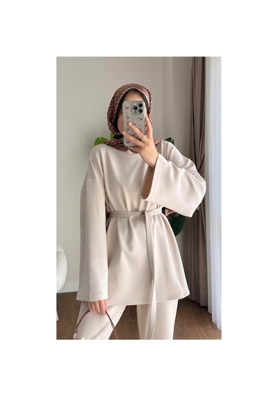 Unika Boutique Kadın Alt Üst İkili Tesettür Takım Krem