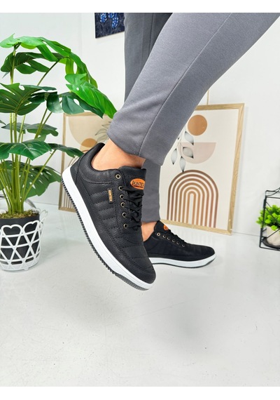 Günlük Erkek Sneaker Bağcıklı Dikişli Hafif Rahat Yürüyüş Spor Ayakkabı 013c Siyah- Beyaz