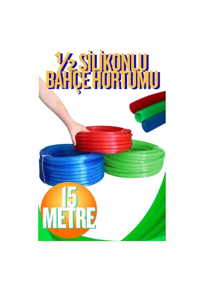 1/2 Silikonlu Bahçe Çeşme Sulama Hortumu 15 Metre Araç Yıkama Hortumu Örgülü Esnek Katlanmaz Aşınmaz Musluk Bağlantılı Oto Yıkama Balkon Park Çim Sürgülü Bahçe Tipi Su Hortumu Seti Dayanıklı