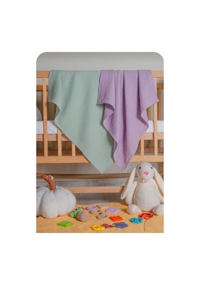 2 Li Müslin Bebek Örtüsü Yeşil & Lila Kundak Alt Açma Yeşil - 864824882 Yeşil