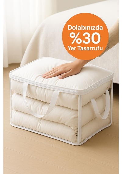 Şeffaf Kapaklı Hurç 28x32x15 Cm Orta Boy Dolap İçi Kıyafet Ve Havlu Düzenleyici Beyaz