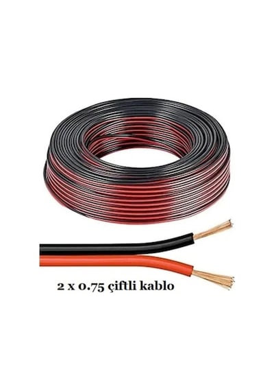 Çiftli Kablo Tesisat Hoparlör Kablosu 2 X 0.75 Elektrik Kablosu 5 Metre Fiyatıdır