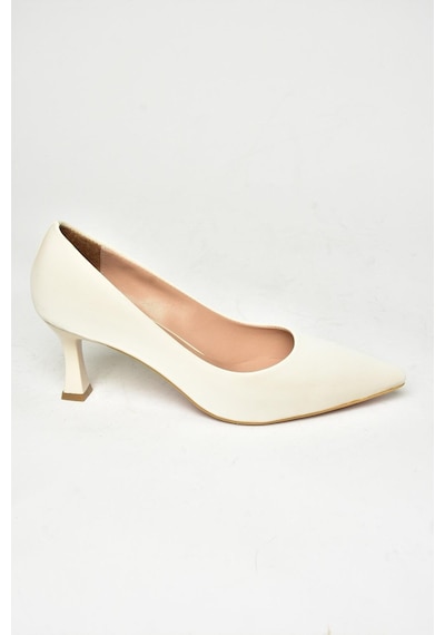 Fox Shoes T676032009 Bej Kalın Topuklu Kadın Ayakkabı Bej