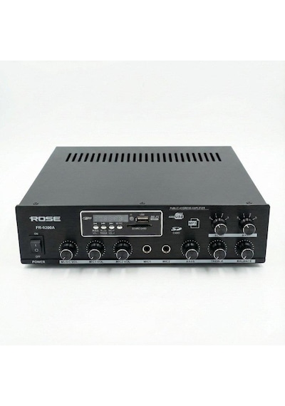 Rose Fr-9200a 120 Watt 2 Zone Mono Trafolu Mağaza Anfisi 2 Mikrofon Girişli Mp3,bluetooth,sd Kart Kumandalı
