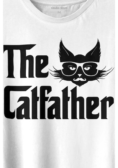 The Godfather Cat Father Catfather Baba Kedi Baskılı Tişört Unisex T-shirt 001