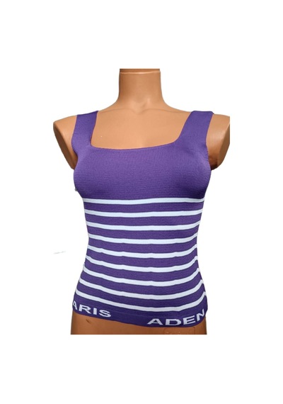 Pazarız Kare Yaka Atlet Triko Bluz Crop S / M / L Beden Uyumlu Mor Beyaz