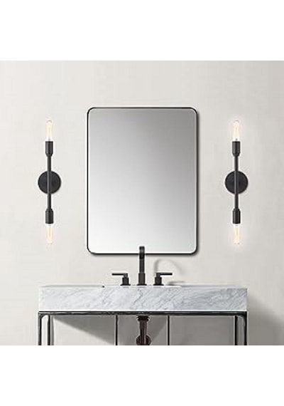 Riolight Modern Siyah 2xe27 Duylu Ayna Kenarı Metal Duvar Aplik N Siyah