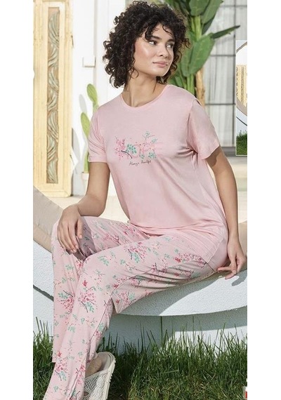 Aydoğan Kadın Pudra Viskon Kısa Kollu Pijama Takımı 240949 Pudra