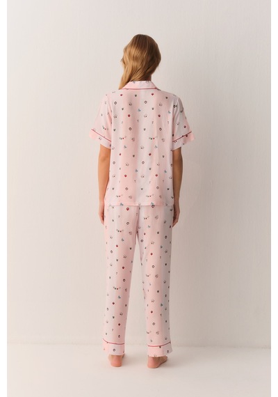 Suwen Smile Gömlek Yaka Pijama Takımı Sh26503660b334 Pembe
