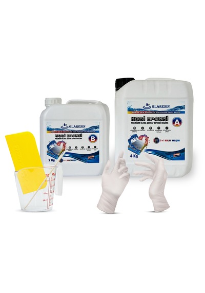 Glaresın Clear Epoxy Resın Ultra Şeffaf Hızlı Kuruyan 6 Kg Hobi Sanat Art Tepsi İnce Döküm Epoksi Reçine Kıt