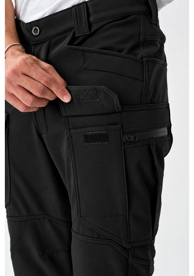 Dechers Erkek Kışlık İçi Polarlı Rüzgar Su Geçirmez Soft Shell Taktik Pantolon - E231 Siyah