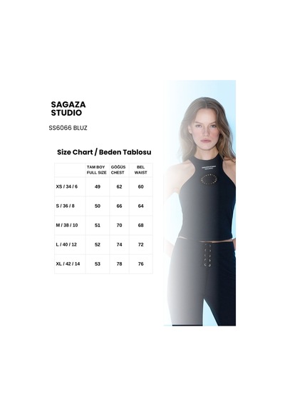 Sagaza Studio Ss6066 Baskı Detaylı Arkası Fermuarlı Bluz SIYAH