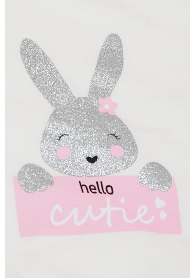 Breeze Kız Çocuk Sweatshirt Sevimli Simli Tavşancık Baskılı 1.5-5 Yaş, Ekru-ekru Ekru