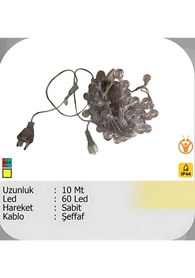 Elektrikhouse Led Peri Işığı 60 Led 10 Metre Çok Renkli