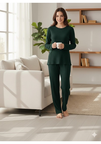 Sude Kadın Pijama Takımı Koyu Yeşil