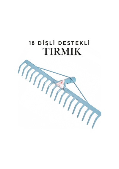 Füze 18 Tırmık 18 Dişli Takviyeli Çelik Bahçe Tırmığı - 4 Mm Kalınlık 56 Cm Bahçe Tarla Tırmığı