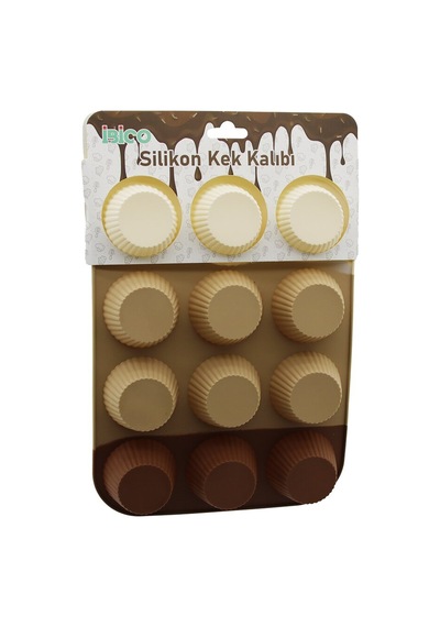 İbico İ22-042 Klasik Çizgili Silikon Mini Muffin Kek Kalıbı Çok Renkli