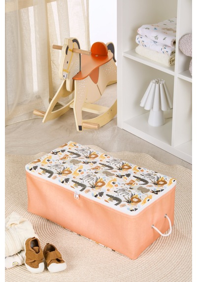 Serstil Safari Animals Serisi Küçük Hurç -fermuarlı Çocuk Odası Düzenleme Kumaş Saklama Organizer 52x28x21cm