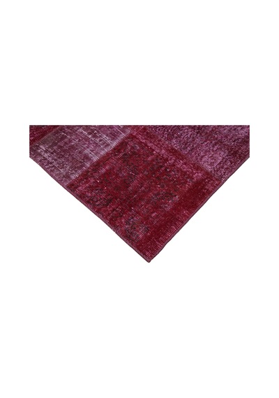 Bespoky Patchwork Kırmızı Geometrik Salon Halısı El Dokuma 31495