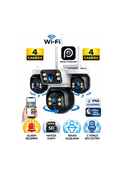 Esvısıon Es-5804 4k Ultra Hd 4 Kameralı Wifi Akıllı Güvenlik Kamera