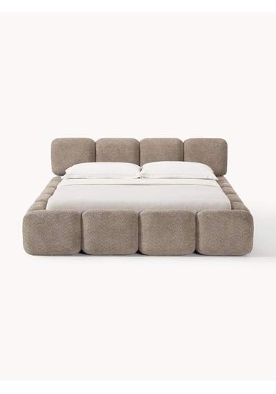 Most Oktagon Bazalı Mdf Karyola 180x200 Kahve Bukle Kumaş İşbir Kuştüyü Sünger Evinize Teslim 180 x 200