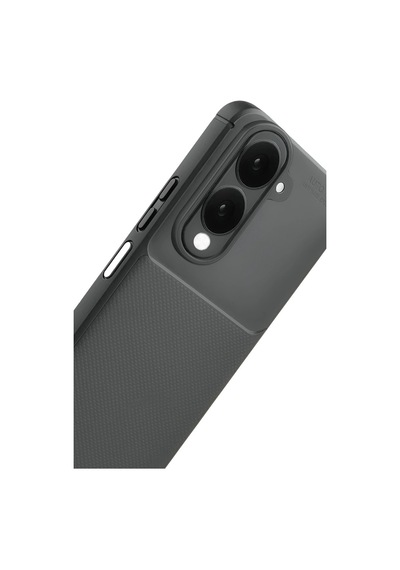 Vivo Y04 Uyumlu Kılıf Karbon Tasarım Kamera Korumalı Silikon Telefon Kılıfı Kapak Gri