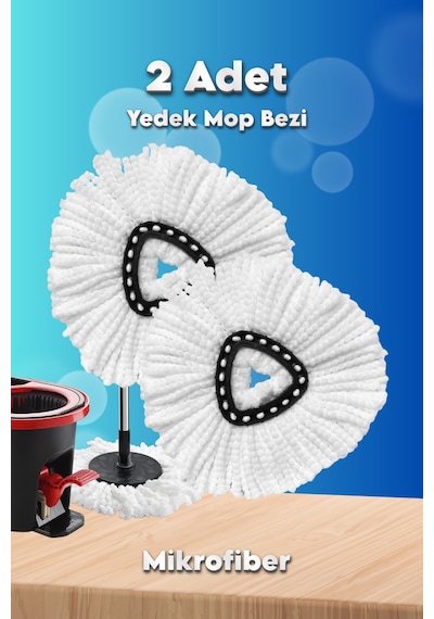 Grimorlife Döner Başlıklı Mop Uyumlu Yedek Mop Bezi Standart Ölçü, Leke Tutmaz, Koku Yapmaz