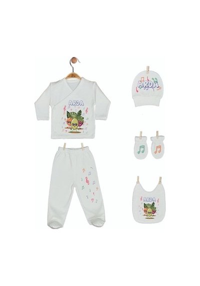 Pia Baby Gl 1903-05 İsme Özel Beşli Zıbın Set Krem