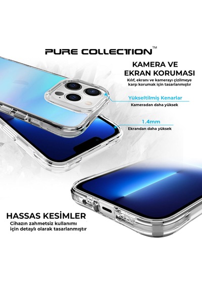 Bix iPhone Uyumlu 13 Pro Pure Rainbow Renk Geçişli Şeffaf Kılıf Çizilmeye Dayanıklı Darbe Emici Parmak İzi Önleyici Mavi Bix iPhone Uyumlu 13 Pro Pure Rainbow Renk Geçişli Şeffaf Kılıf Çizilmeye Dayanıklı Darbe Emici Parmak İzi Önleyici Mavi