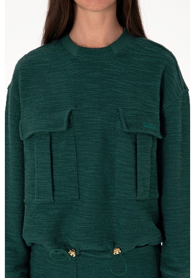 U.S. Polo Assn. Kadın Koyu Yeşil Bisiklet Yaka Sweatshırt 50292442-VR079