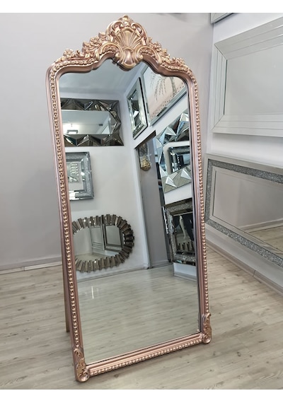 Ayna Denizi Princess Copper Gold Model Rose Gold Altın Renk Dekoratif Ayaklı Boy Aynası Altın - Rose Gold