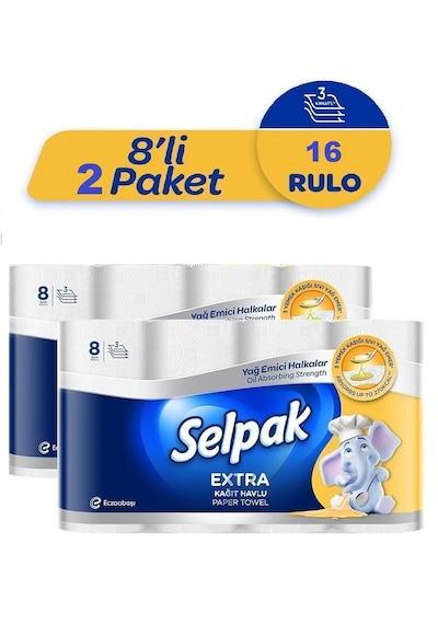 Selpak Kağıt Havlu Extra Yağ Emici 2 x 8 Rulo