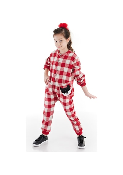 Denokids Fox Ekose Kız Çocuk Tulum Çok Renkli