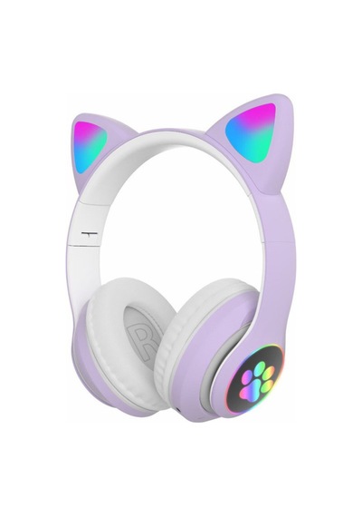 Kablosuz Kedi Kulaklık Şarjlı Led Işıklı Bluetooth Uyumlu Kulaklık Aux Sd Kart Girişli Stn-28
