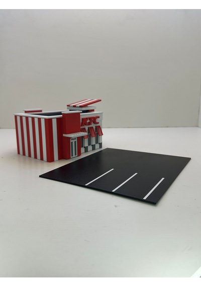 3d Baskı 1/64 Ölçekli Kfc Bina Tasarımlı Diorama Araç Sergileme Garajı
