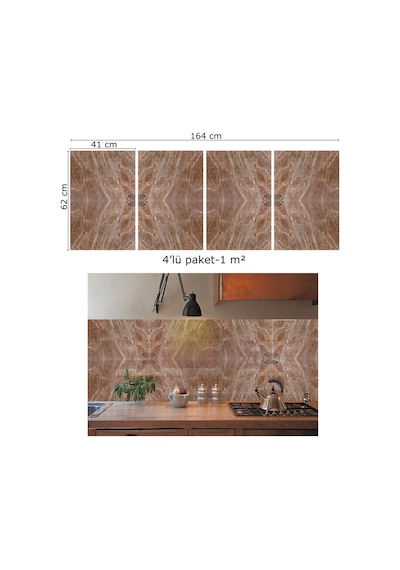 Tink Kendinden Yapışkanlı Kahve Ağ Desenli Pvc Panel 41x62 Cm