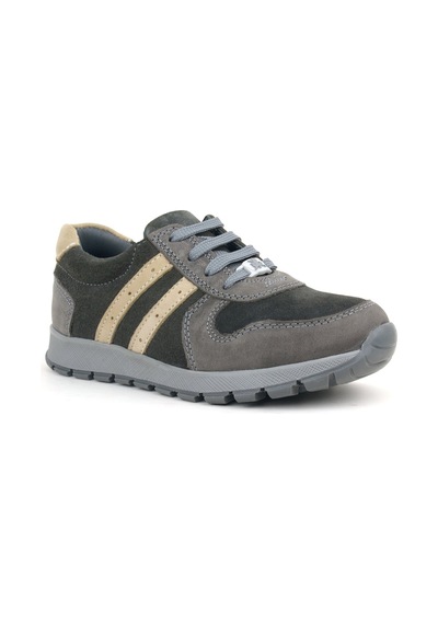 Deri Gri Kum Rengi Fermuarlı Sneaker Spor Ayakkabı Gri