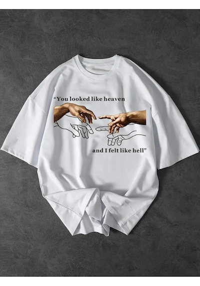 Startmore Creation Of Adam Baskılı Unisex Oversize Beyaz