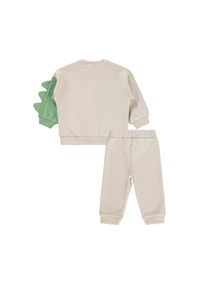 Civil Baby Dinozor Baskılı 3-18 Ay Takım - Bej Taş Rengi