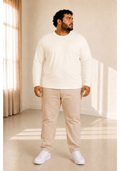 Sngl Tekstil Erkek Büyük Beden Oversize Uzun Kollu T-shirt 3xl 4xl 5xl 6xl 7xl 8xl 9xl Ekru