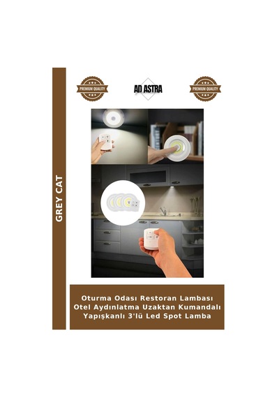 Oturma Odası Restoran Lambası Otel Aydınlatma Uzaktan Kumandalı Yapışkanlı 3'lü Led Spot Lamba Çok Renkli