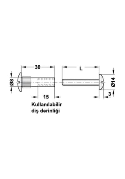 Hafele Destek Vidası Çelik M4 Nikel Kaplama 5 x 27 MM 10 Adet