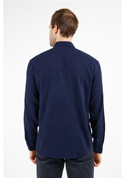 İmza Lacivert Düğmeli Yaka Uzun Kol Cepli Slim Fit %100 Pamuk Gömlek 1004255213 Lacivert