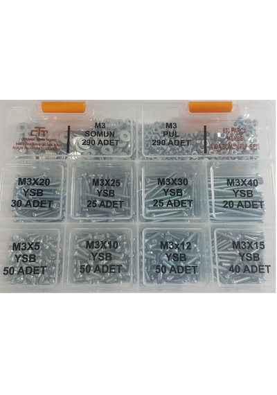 M3 Ysb Vida Set 870 Adet Vida -Somun-Pul Seti N11.28488