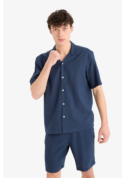 Defacto Relax Fit Polo Yaka Kısa Kollu Gömlek D9882ax25aunv256 Lacivert