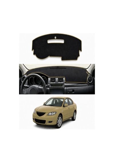 Mazda - 3 2003-2009 Uyumlu Torpido Koruma Kılıfı - Taba Şeritli
