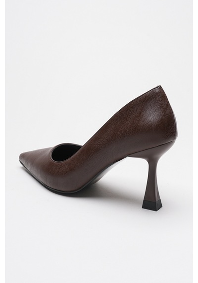 Alewomen Kahve Deri 10 Cm Topuklu Ernio Stiletto Kadın Ayakkabı Kahverengi
